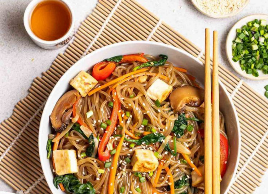 Japchae (Korean sweet potato noodles)
