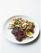 Lamb cutlets with fattoush and baba ganoush