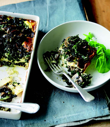 Mushroom, spinach and ricotta lasagne