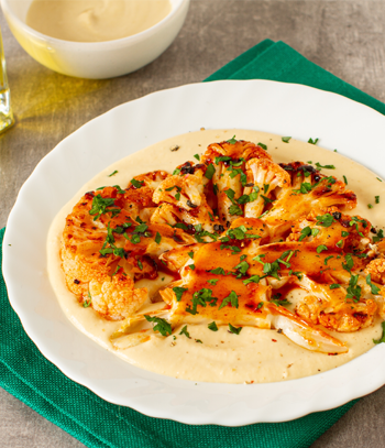 Cauliflower steak with tahini sauce