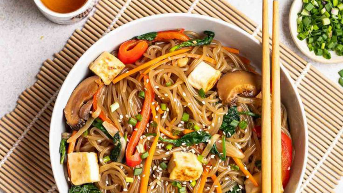 Japchae (Korean sweet potato noodles)