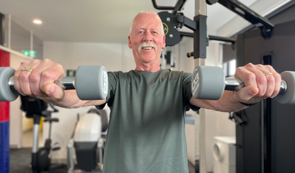 Study participant, John Liddy, in the gym